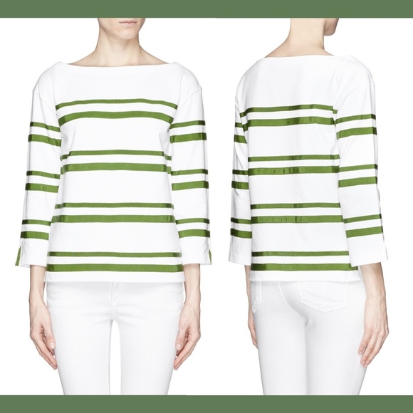 Tory Burch Kendall Grosgrain Ribbon Stripe Top [SZ XS ]‎ - Picture 1 of 8